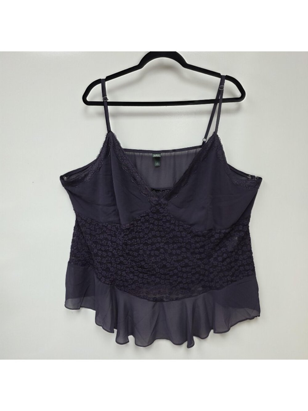 Wild Fable Camisole Womens 4X Blue Lace Floral Ruffle Hem Sheer Tank Cami Top